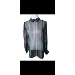 BCBGeneration sheer striped collared top
